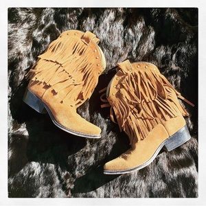 SHYANNE suede fringe cowboy booties